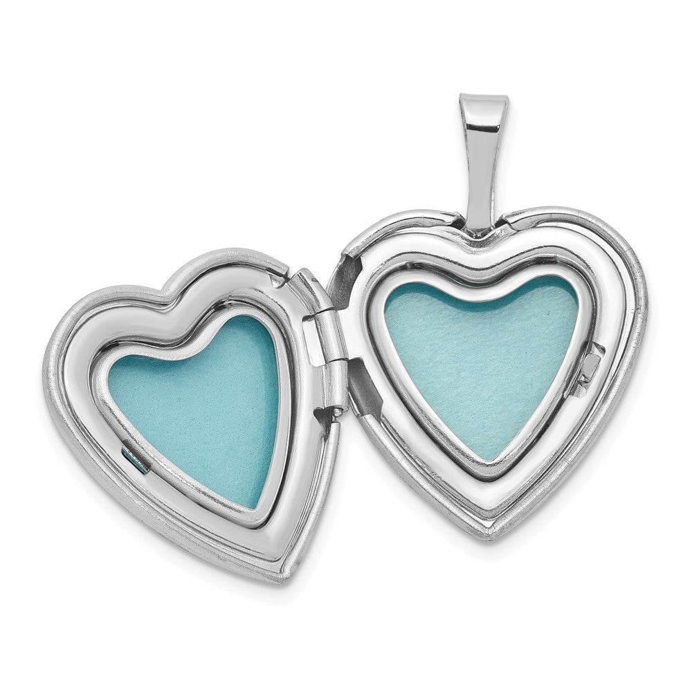 Sterling Silver Rhodium Plated Satin & Enameled I Love You Rose Heart Locket