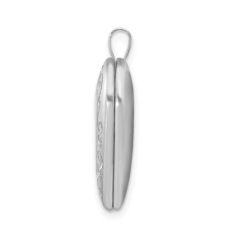 Sterling Silver Rhodium-Plated 20mm D/C Heart Locket