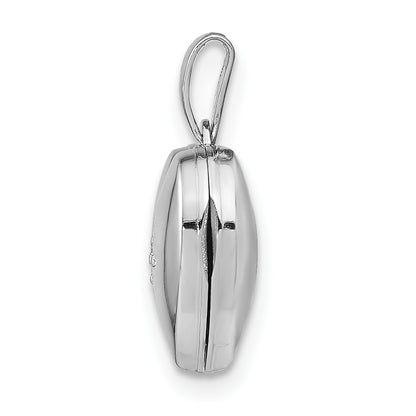 Sterling Silver Rhodium-plated & Diamond 20mm D/C Heart Locket