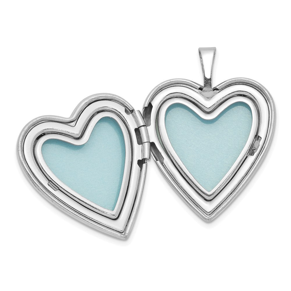 Sterling Silver Rhodium-Plated Polished & Satin Back Swirl Design Mother 18In Locket Daughter 14In Pendant Necklace Set