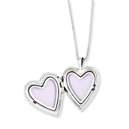 Sterling Silver Rhodium-Plated Polished Swirl Design Mother/Daughter Locket/Pendant Necklace Set