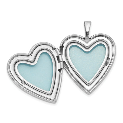 Sterling Silver Rhodium-Plated Polished Swirl Design Mother/Daughter Locket/Pendant Necklace Set