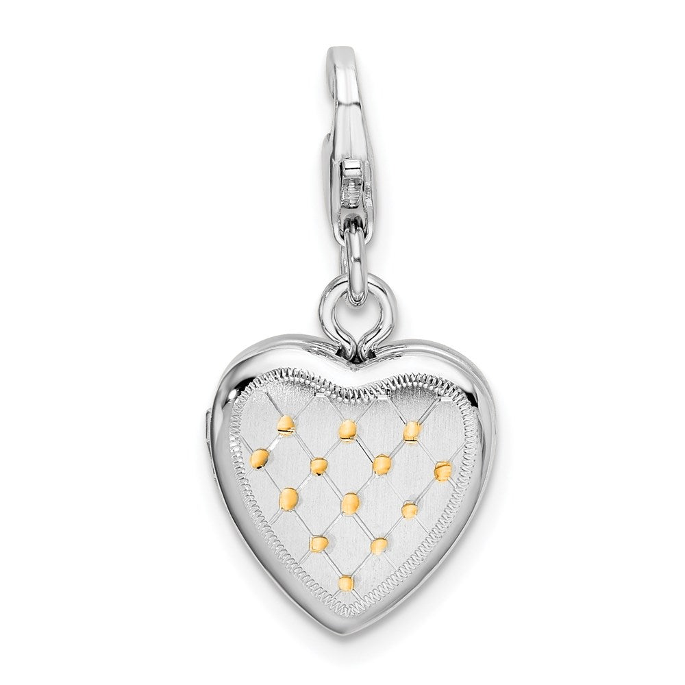 Sterling Silver Gold-Plated Patterned Lobster Clasp 12mm Heart Locket