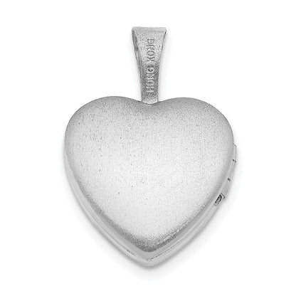 Sterling Silver Rhodium-Plated Polished 12mm Heart Locket