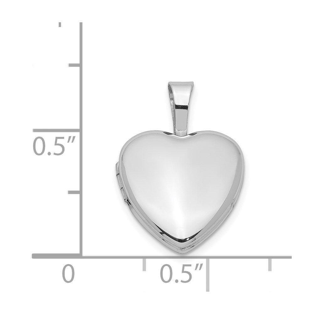 Sterling Silver Rhodium-Plated Polished 12mm Heart Locket