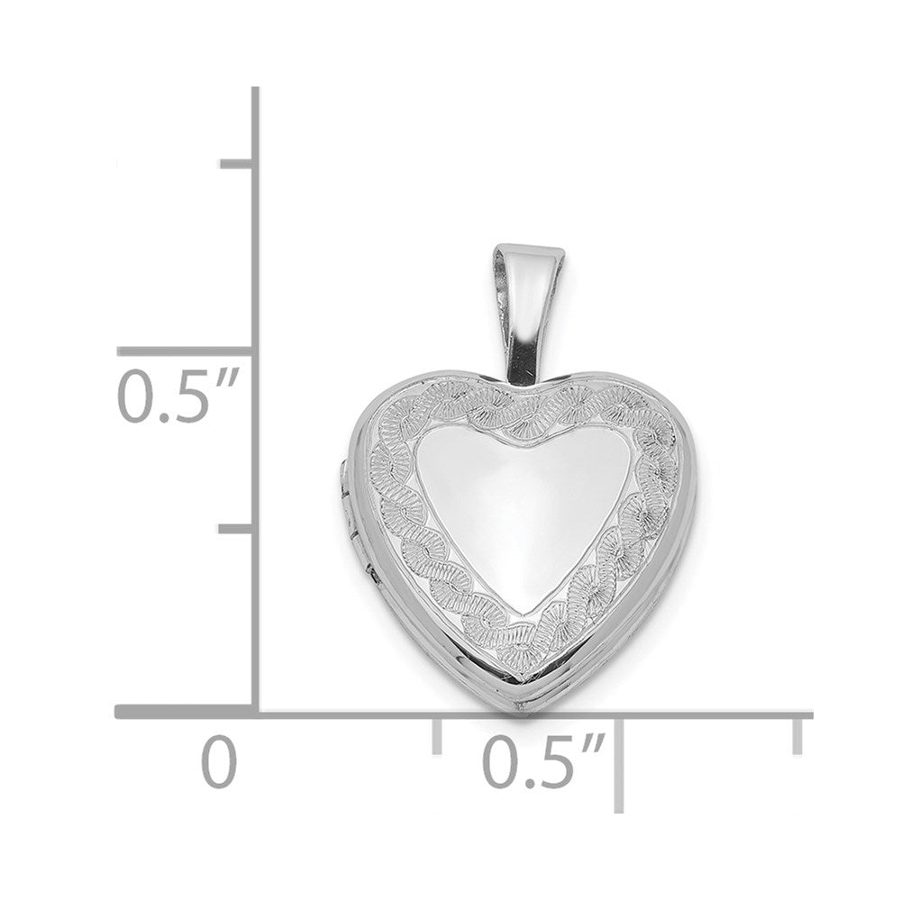 Sterling Silver Rhodium-Plated Twisted Border 12mm Heart Locket