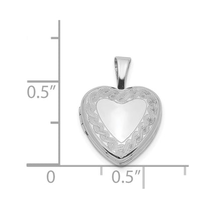 Sterling Silver Rhodium-Plated Twisted Border 12mm Heart Locket