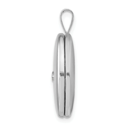 Sterling Silver Rhodium-plated & Diamond Polished 19mm Oval Locket