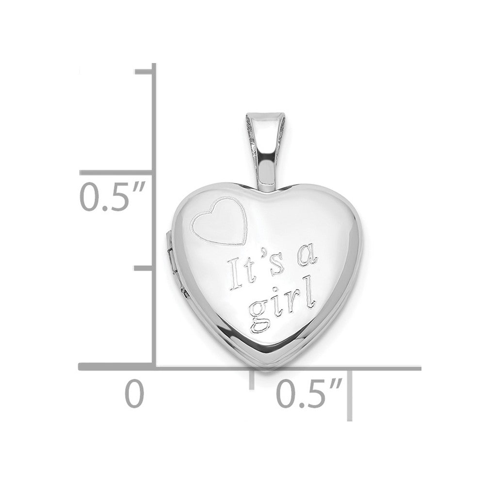 Sterling Silver It'S A Girl 12mm Heart Locket