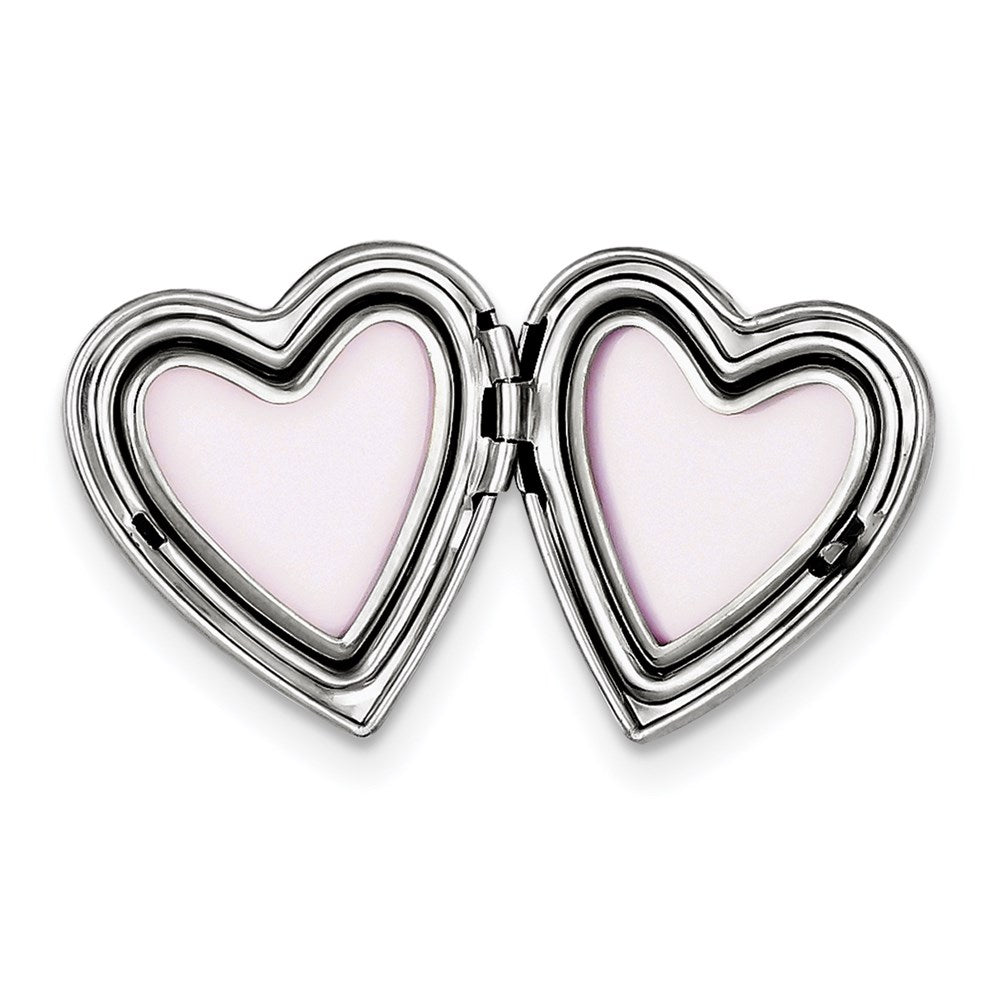 Sterling Silver Rhodium-Plated Mom W/Enamel Flower 20mm Falling Heart Locke