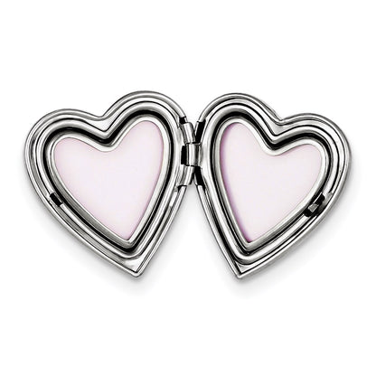 Sterling Silver Rhodium-Plated Mom W/Enamel Flower 20mm Falling Heart Locke