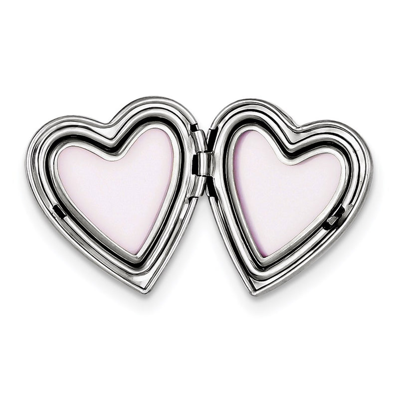 Sterling Silver Rhodium-Plated Mom W/Enamel Flower 20mm Falling Heart Locke