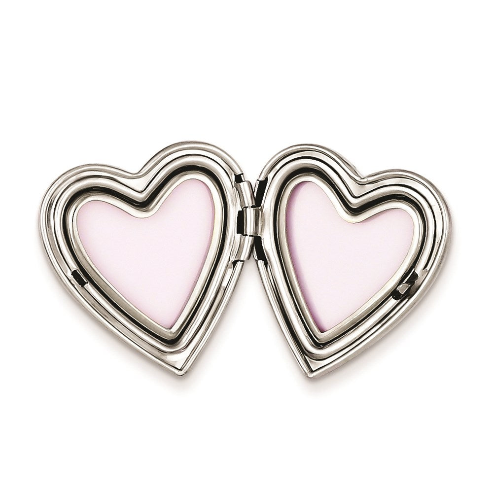 Sterling Silver Rhodium-Plated Mom W/Enamel Flower 20mm Falling Heart Locke