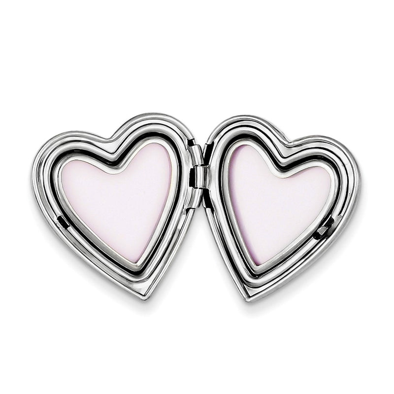 Sterling Silver Rhodium-plated 20mm Dia. Polished Daughter Heart Slide Lock