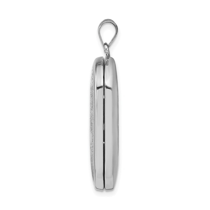 Sterling Silver Rhodium-Plated Cross Rectangular Locket