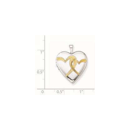 Sterling Silver Rhodium-Plated Gold-Plated Linked Hearts 20mm Heart Locket