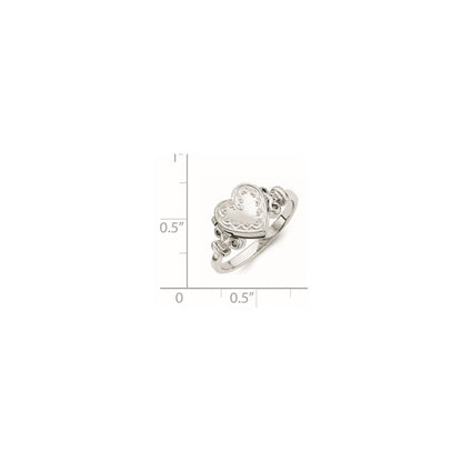 Sterling Silver Rhodium-Plated 10mm Locket Ring