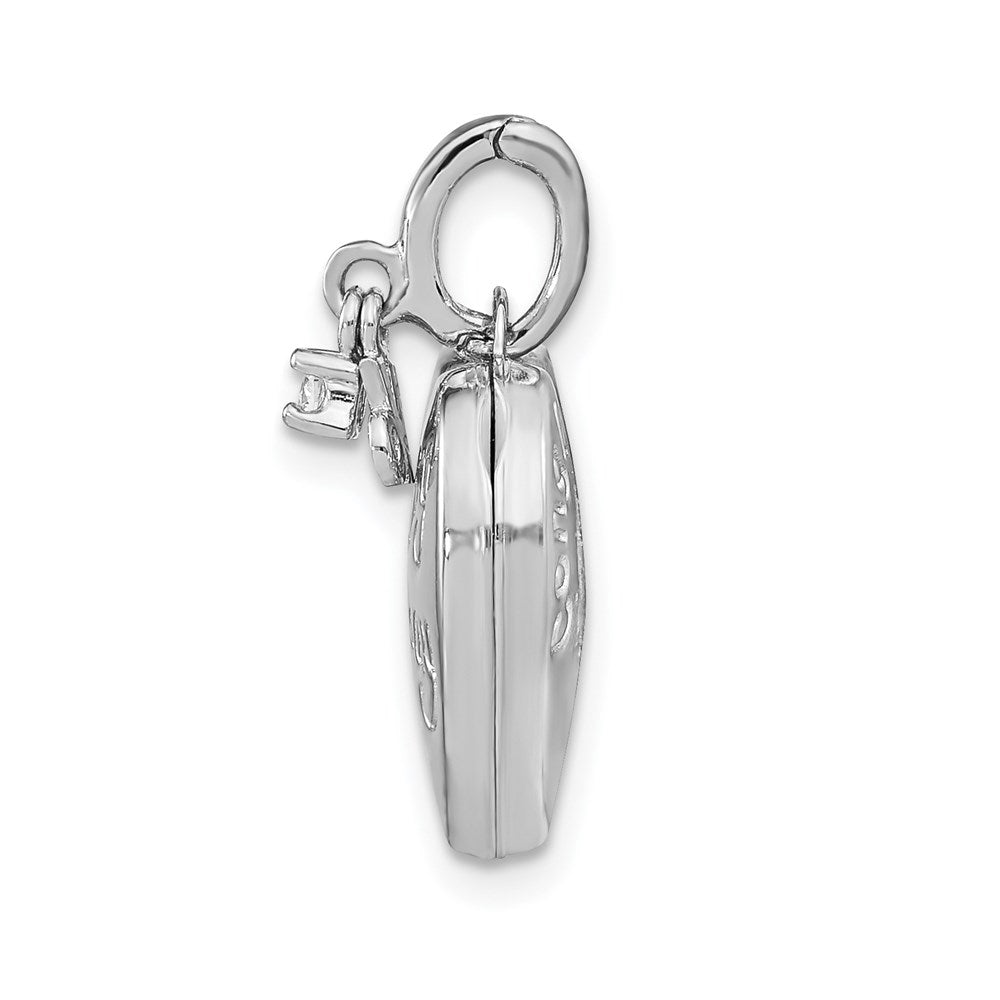 Sterling Silver Rhodium-Plated Happy 16Th Birthday W/ Cz Heart Locket