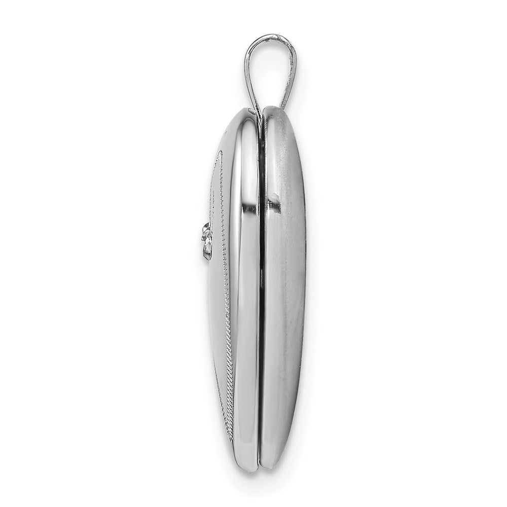 Sterling Silver Rhodium-Plated Diamond 12mm Heart Locket
