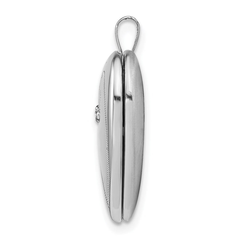 Sterling Silver Rhodium-Plated Diamond 12mm Heart Locket