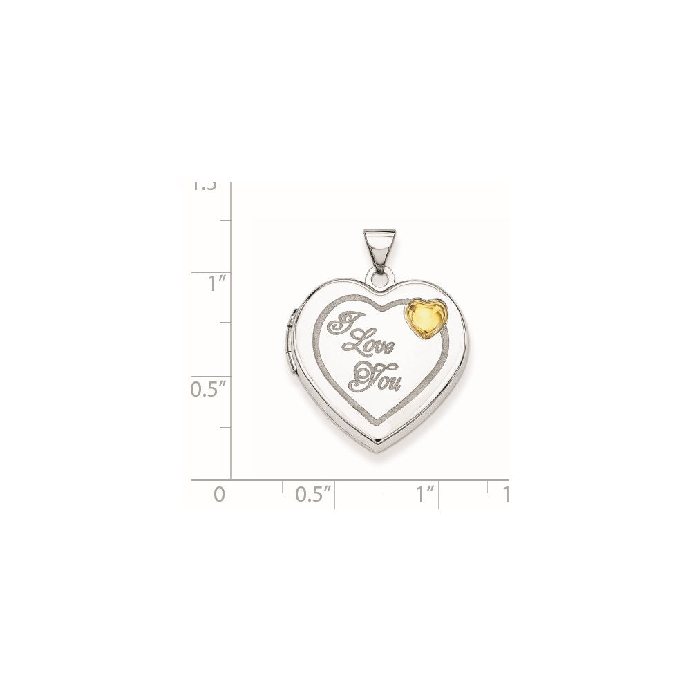 Sterling Silver Rhodium & Gold-Plated 21mm I Love You Heart Locket