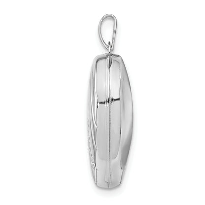 Sterling Silver Rhodium-Plated 21mm Textured Heart Locket
