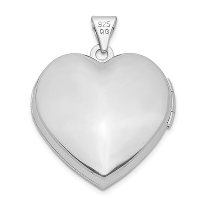 Sterling Silver Rhodium-Plated 21mm Textured Heart Locket