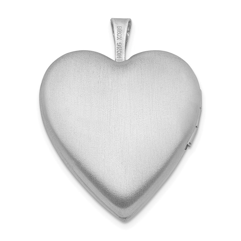 Sterling Silver Rhodium-Plated Diamond D/C Dove & Flower Heart Locket