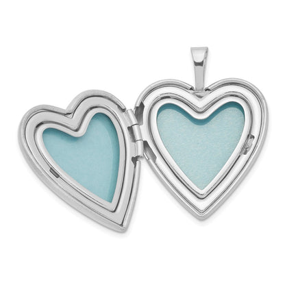 Sterling Silver Rhodium-Plated Diamond D/C Dove & Flower Heart Locket