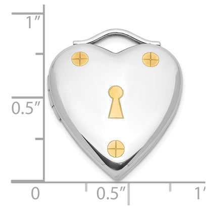 Sterling Silver & Gold-Plated Polished 20mm Lock Heart Locket