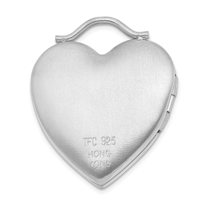 Sterling Silver Rhodium-Plated 24mm Australian Crystal Love Heart Locket