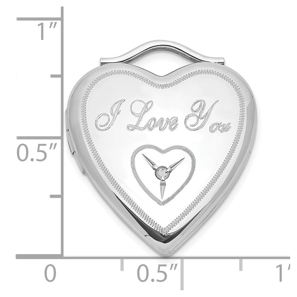 Sterling Silver Polished Diamond I Love You Heart Locket