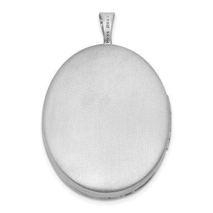 Sterling Silver Satin & Diamond-Cut Chai Symbol Oval Locket