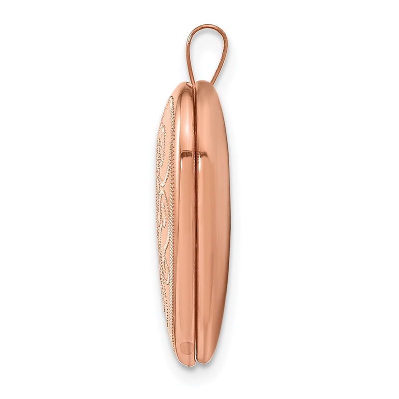 Sterling Silver Rose Gold-Plated 20mm Swirl Design Heart Locket