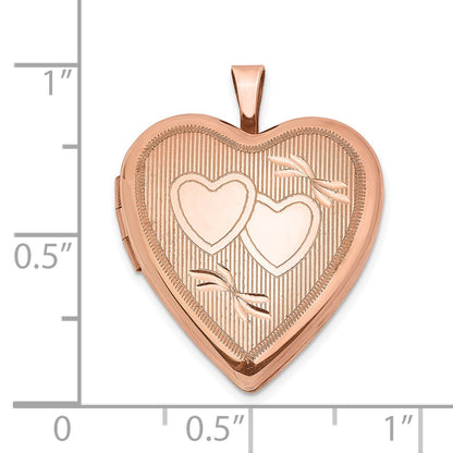 Sterling Silver Rose Gold-Plated 20mm Double Hearts Heart Locket