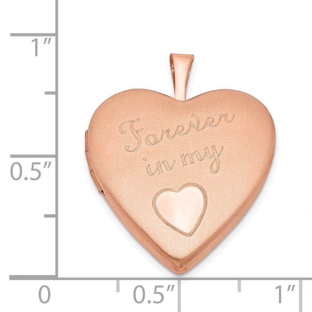 Sterling Silver Rose Gold-Plated Pol/Satin 20mm Forever In My Heart Locket