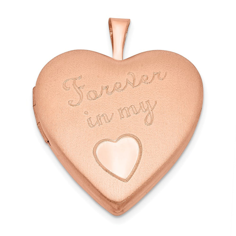 Sterling Silver Rose Gold-Plated Pol/Satin 20mm Forever In My Heart Locket