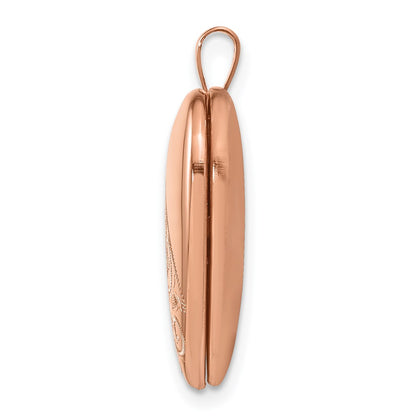 Sterling Silver Rose Gold-Plated 20mm Swirl & Polished Heart Locket