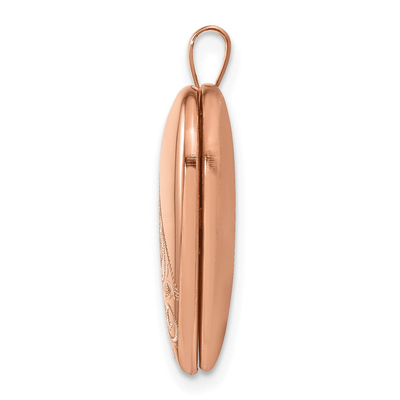 Sterling Silver Rose Gold-Plated 20mm Swirl & Polished Heart Locket