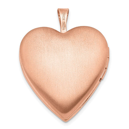 Sterling Silver Rose Gold-Plated 20mm Polished Swirl Heart Locket