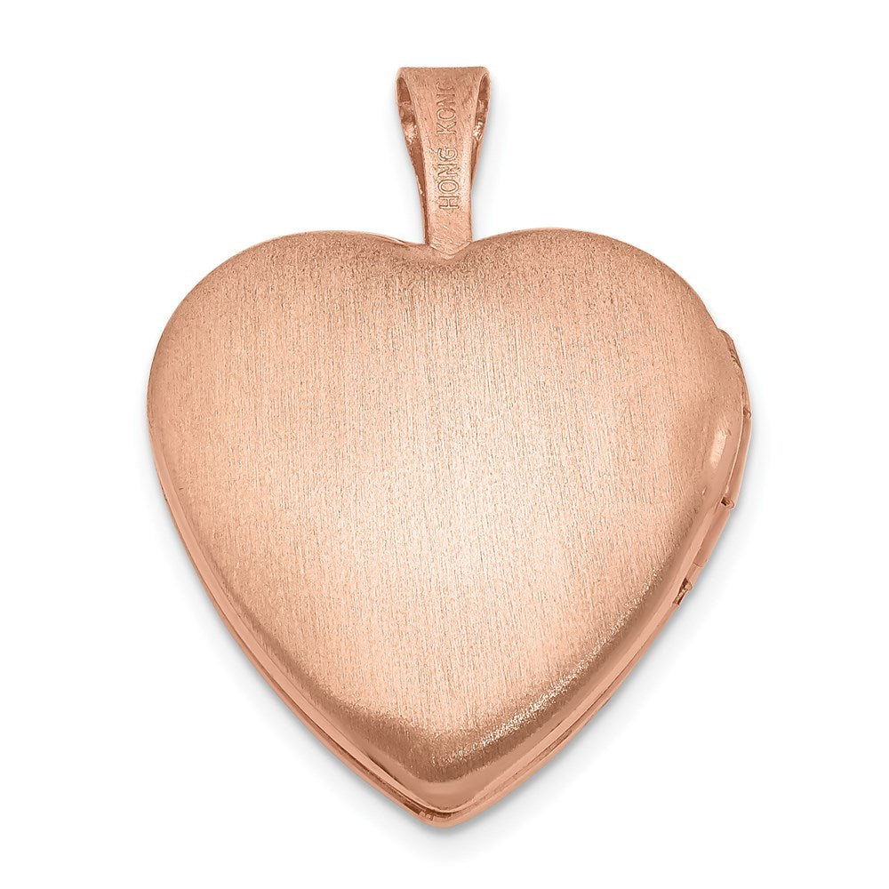 Sterling Silver Rose Gold-Plated Satin And Polished 2-Frame Heart Locket