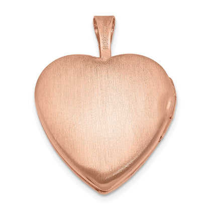 Sterling Silver Rose Gold-Plated Satin And Polished 2-Frame Heart Locket