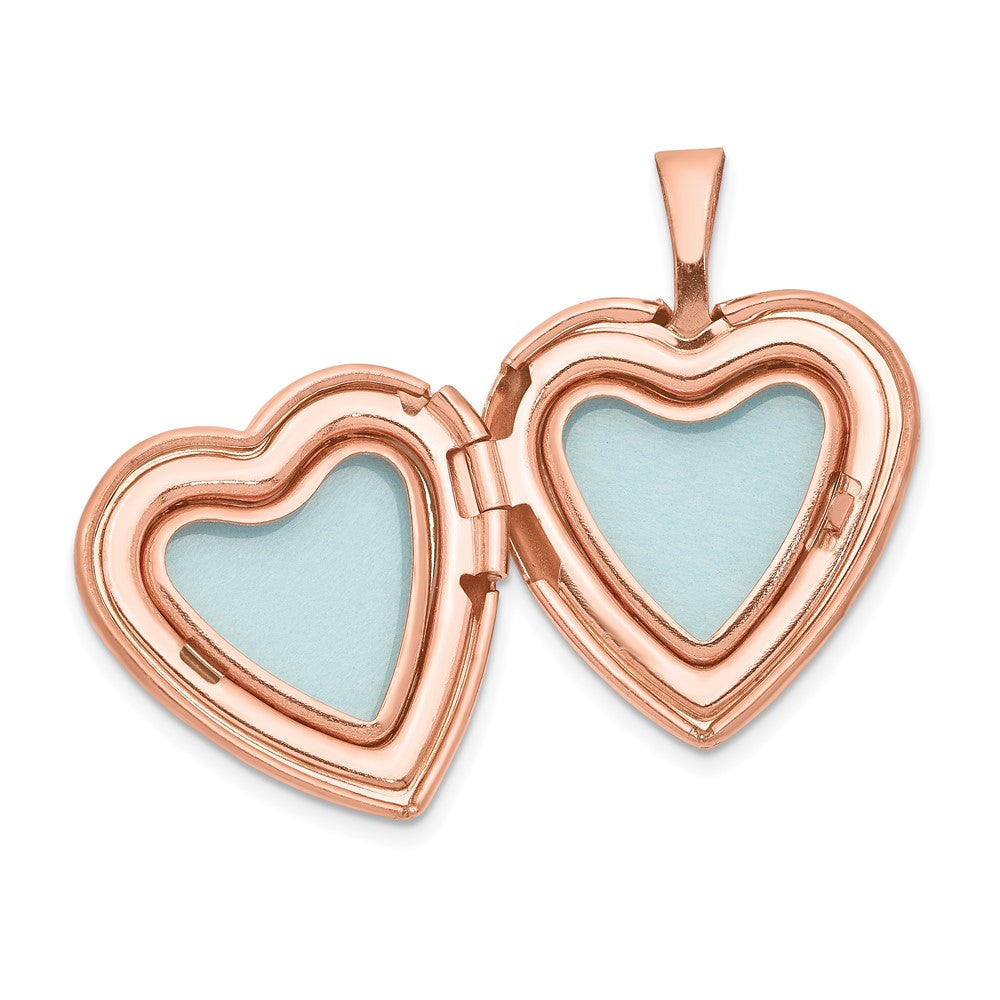 Sterling Silver Rose Gold-Plated Satin And Polished 2-Frame Heart Locket