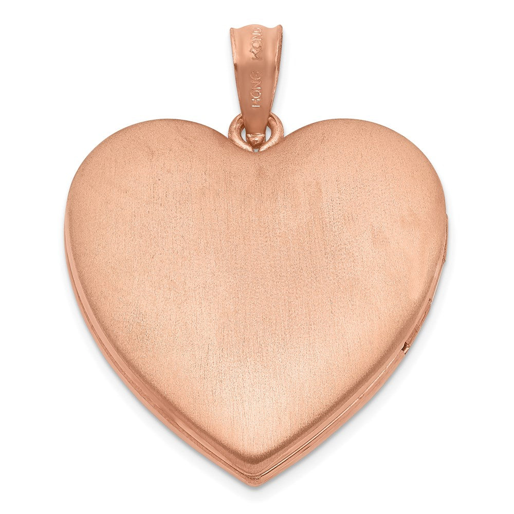 Sterling Silver Rose Gold-Plated 24mm Swirl Design Heart Locket