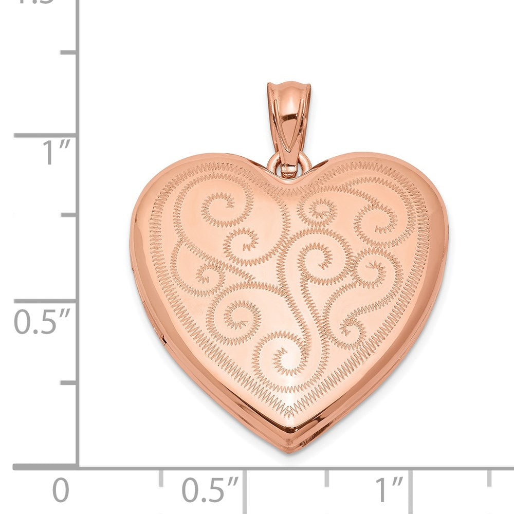 Sterling Silver Rose Gold-Plated 24mm Swirl Design Heart Locket