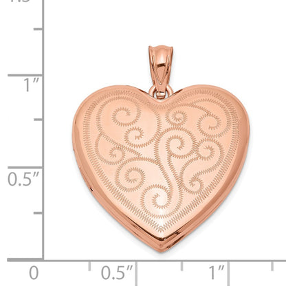 Sterling Silver Rose Gold-Plated 24mm Swirl Design Heart Locket