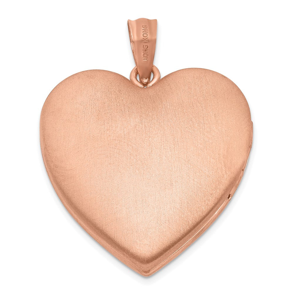 Sterling Silver Rose Gold-Plated & Diamond 24mm D/C Heart Locket