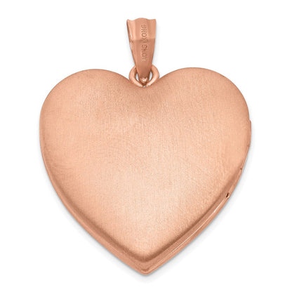 Sterling Silver Rose Gold-Plated & Diamond 24mm D/C Heart Locket