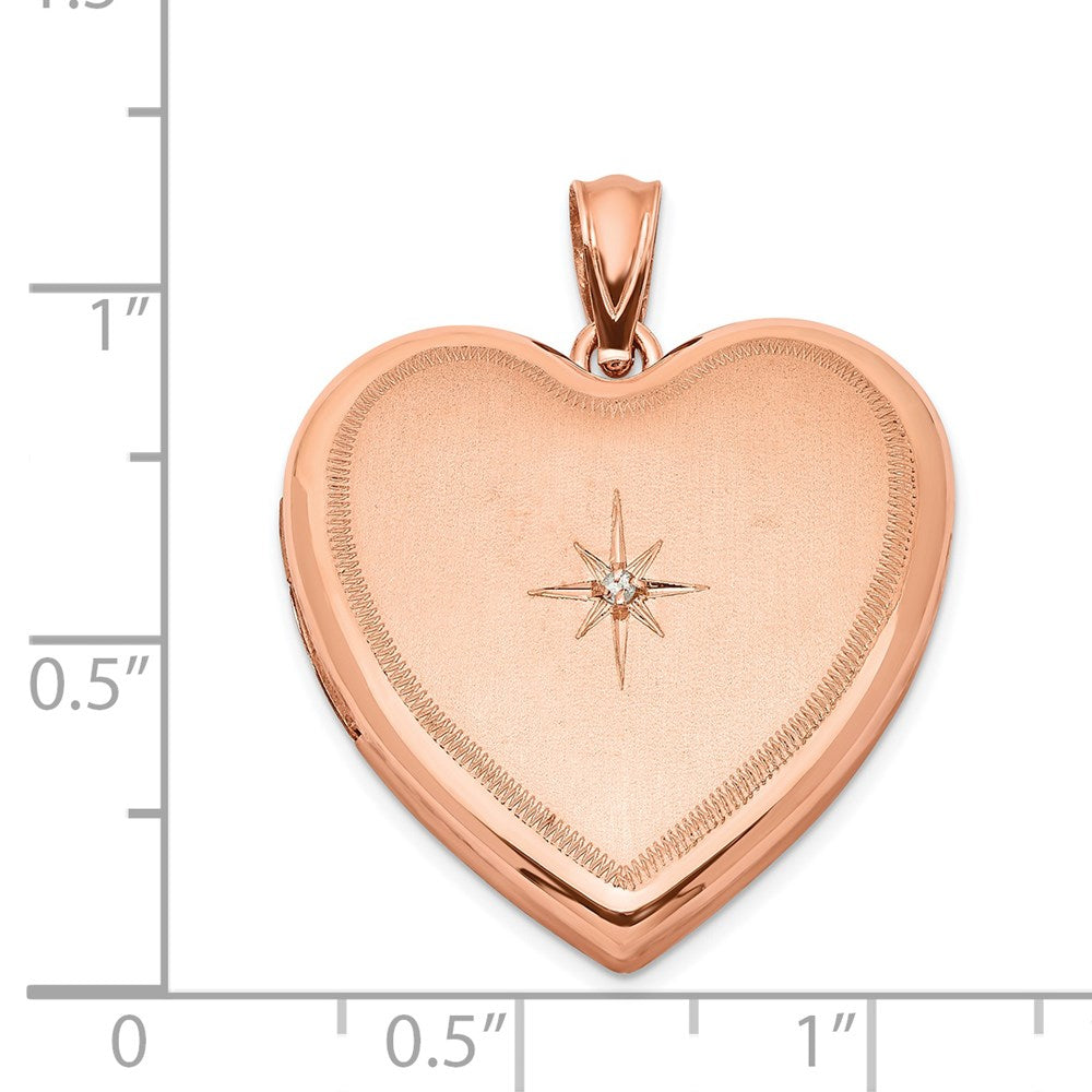 Sterling Silver Rose Gold-Plated & Diamond 24mm D/C Heart Locket