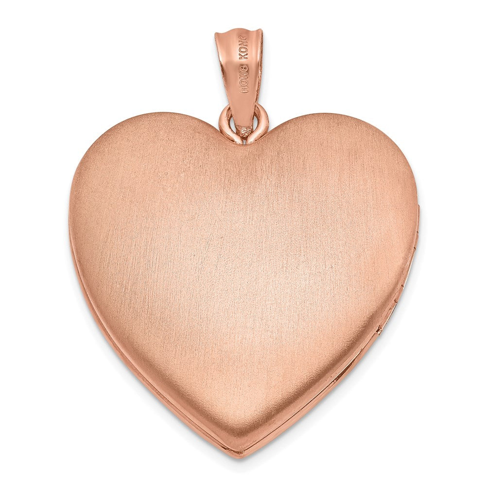 Sterling Silver Rose Gold-Plated 24mm Scrolled Heart Family Locket